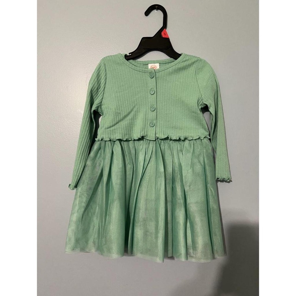 Wonder Nation Toddler Girls 2T Tutu Dress and Ribbed Cardigan 2 Piece Set Green